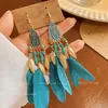 Brincos Boêmios com Franjas, Brincos Longos de Pena Estilo Étnico, Novo Estilo Popular, Brincos de Grife da Moda da Internet