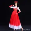 Dança de Abertura com uma Saia Longa e Fluida, Traje de Palco Moderno, Roupa para Performance de Canto Coral e Dança, Vestido Longo Feminino para Festa de Dança