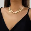 Gargantilha de metal líquido plissado estilo nicho europeu e americano, joia de gola irregular simples de lava retrô, transfronteiriça
