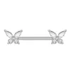 Novos Piercings de Mamilo Rosa de Aço Inoxidável Atacado Simples e Exquisitos Coração de Pêssego Rosa Body Piercing Zircônia Anel de Mamilo Pingente