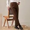 Pantalones Sueltos de Cintura Alta para Hombre, Pantalones de Negocios Casual Otoño Nápoles, Hebilla París, Sin Arrugas, Pantalones de Vestir Rectos con Caída