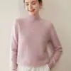 Nuevo Suéter de Cachemira para Mujer Otoño e Invierno Cuello Medio Alto Parte Inferior Retorcida Suéter Básico Estilo Dulce Holgado Aspecto Adelgazante Suéter Pulóver