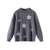 Suéter Infantil Boneco de Neve Gola Meia-Altura 100% Lã Pura para Meninos e Meninas Outono/Inverno Tricô Bebê Fofo Tricô Jacquard Camada Base
