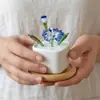 Adornos de Vidrio de Zibo, Macetas de Amapola Artificiales, Flores Conservadas, Ramos de Regalo, Decoraciones de Lujo para el Interior del Coche