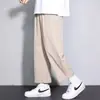 Pantalones Rectos Holgados para Hombre Verano Delgados de Seda Helada Pantalones Largos para Hombre Gordito Talla Extra Seda Helada Casual Deportivos Modernos