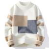 Transfronterizo 2026 Invierno Nuevo Suéter Grueso de Punto Holgado para Hombre Cuello Redondo Casual Estilo Coreano Suéter con Bloques de Color para Hombre Moderno