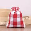 Nuevo Bolsita Cuadros Blanco y Negro Algodón y Lino Bolsa de Regalo Navideña Bolsita Empaque de Dulces Joyería Bolsa de Regalo Navideña