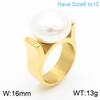 Fábrica de Dongguan Suministro Transfronterizo Lujo Ligero Exagerado Concha Perla Personalizado Acero Inoxidable Anillo de Perla de Nicho para Mujer