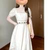 Elegante Cintura Estilo Francés Vestido pequeño albaricoque Talla grande para niños Nuevo Verano Vestido Elegante de Alta Gama