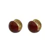 Brincos de Feijão de Acácia para Mulheres, Brincos Retro de Dupla Face, Brincos Redondos Simples na Cor Vermelho Feijão, Novo Estilo