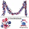 Fitas de Bandeira com Borlas para o Dia da Independência Americana Decoração para Festa de Feriado Fitas Vermelhas, Brancas e Azuis Guirlandas com Borlas de Estrela
