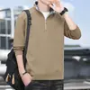 Sudadera de talla grande para hombre para otoño, ropa de hombre de alta calidad, top cárdigan con media cremallera, marca de moda, pantalones versátiles para hombre, prenda de abrigo de manga larga