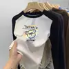 Top Masculino 2026 Novo Estilo Crianças Legal Bonito De Rong Camada Base Crianças de Médio a Grande Outono/Inverno Roupa Interna Escovada Cor Contrastante Manga Longa