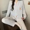 Pijama de Algodón Nube para Mujer, Nuevo Estilo Primavera y Otoño 2026, Manga Larga y Pantalón Largo, Lindo Conjunto de Dos Piezas de Ropa de Casa con Dibujos Animados para Niña