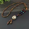 Collar de Xizang Más Vendido Versátil para Hombres y Mujeres Estilo Étnico Vintage Cadena de Lana Accesorios para Ropa Larga de Algodón y Lino Viaje de Madera