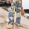 Calça Casual Larga de Cintura Alta Transfronteiriça Moda Feminina 2025 Novo Estilo Amazon Calça Longa Shopee Comércio Exterior Estampa Digital