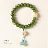 Pulseira de Raiz de Bodhi Fofa com Design de Garra de Gato de Carvão Doce Pequena Fresca Torcida à Mão Contas de Ábaco Femininas ao Redor dos Dedos