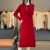 Outono e Inverno 2026 Novo Vestido de Lã Tricotado Feminino Novo Suéter Base de Tricô Torcido Vestido Suéter Caimento Solto