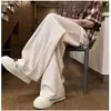 Textura de espiga de trigo calça masculina de verão fina solta perna reta moderna versátil caimento casual calça longa moderna