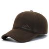 Gorra de invierno para hombre de mediana edad, color liso, gorra de pana, gorra de béisbol gruesa y cálida con visera curva, gorra de pana de moda para hombre