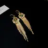 Pendientes Vintage de Borlas de Zirconia Estilo Étnico Retro Pendientes de Botón Versátiles Pendientes de Gama Alta de Nicho Venta al por Mayor