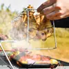 Rack Plegable de Acero Inoxidable para Piernas de Pollo, Parrilla Barbacoa con Bandeja Base para Asar Pollo, Suministro Directo del Extranjero