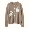 Suéter de cachemira para mujer, otoño e invierno 2024, cuello redondo, botonadura sencilla, chaqueta bordada clásica, holgada y cómoda.