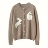 Novedad Otoño e Invierno 2026 Suéter de Cachemir para Mujer Cuello Redondo de un Solo Botón Superior Holgado Clásico Cómodo Versátil Chaqueta