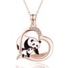 Desejo novo pingente de diamante em forma de coração liga pintura óleo tesouro nacional mãe e filho panda colar eu te amo corrente de clavícula
