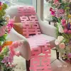 Tira Longa Rosa com Caractere Dupla Felicidade para o Casamento da Noiva, Decoração da Sala de Estar, Arranjo do Quarto de Casamento, Adereços para Fotos da Noiva, Roupão de Manhã, Casamento