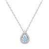 Artículo de dropshipping más vendido: Collar de Plata Pura 999 Lágrima Azul para Mujer, Cadena para Clavícula de Moda de Lujo de Gama Alta de Nicho, Estilo Ins