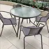 Conjunto de mesa e cadeiras de exterior com guarda-sol, conjunto de três peças para pátio, jardim ao ar livre, mesa dobrável para varanda de lazer exterior em casa