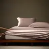 Sábana bajera ajustable de una pieza de algodón egipcio de fibra larga de 100 hilos, clase A, para dormir sin ropa, color liso, para todas las estaciones, sábana bajera de satén de algodón puro