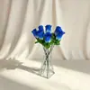Flor de Rosa Artificial Encantadora Azul, Flor Falsa de Rosa em Gradiente, Buquê de Flor de Seda de Haste Única, Ornamento de Arranjo de Flores para Decoração de Casa