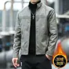 Casaco de couro masculino para o exterior outono e inverno estilo coreano moderno slim fit bonito juventude vestuário de motocicleta gola alta jaqueta de couro masculino