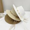 Sombrero de Paja Plano Sombrero de Copa de Paja Francés para Mujer Nuevo Verano Ala Ancha Sombrilla Sombrero Vacacional de Playa Sombrero para el Sol