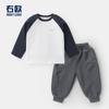 Conjunto de Roupa de Outono para Meninos Infantil Bebê Camiseta de Manga Comprida Calça Esportiva Camiseta Básica Infantil Calça Comprida Tendência