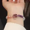 Amethysto Natural Duplo Círculo Flor de Cola Vermelha Misturada com Design de Pedra em Formato de Tesouro Múltiplo Pulseira de Cristal Nove Fogo Púrpura
