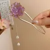 Horquilla China en Forma de U Súper de Hada, Nueva Horquilla Doble de Perlas en Forma de U Estilo Chino, Accesorio para el Cabello Hanfu Estilo Antiguo, Horquilla Simple y de Alta Gama para Mujeres