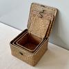 Caixa Rattan Tampa Retrô Cesta Tecida à Mão Bambu Cesta de Armazenamento Bambu Tecido Mesa Cesta de Bambu Tecida Caixa de Presente Lembrança Atacado