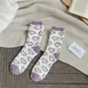 Calcetines Pantufla de Mujer Amazon 2024 Calcetines de Vellón de Coral Cálidos Jacquard Bordado Corazón de Amor Calcetines de Casa para Dormir para Mujer