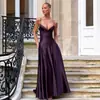 Moda Feminina Europeia e Americana da Amazon 2026 Novo Vestido Elegante de Alça Sem Mangas com Decote Baixo em Roxo