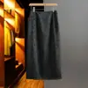 Falda Jacquard de Ácido Acético Envuelta en Cadera Falda de Longitud Media Estilo Nacional para Mujer Hebilla Vintage Estilo Chino Cintura Alta Abertura Falda de Línea A de Moda