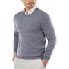 Moda masculina outono e inverno de comércio exterior, suéter casual trendy de gola redonda, blusa de manga comprida lisa para usar como base