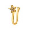 Amazon Mismo Estilo Cobre Incrustado Zircón Estrella Uña Falsa para Nariz Exagerada Simple en Forma de U Clip para Nariz No Perforado Joyería para Mujeres