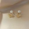 Pendientes de perlas de pétalos, ligeros, lujosos, con un diseño de nicho, con un temperamento refinado y elegante, pendientes pequeños colgantes para una o dos prendas.