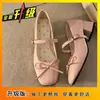 Sapatos Mary Jane Quadrados com Laço Estilo Francês para Mulheres, Novos Sapatos Doces de Salto Grosso Primavera 2026 para Combinar com Saias, Sapatos de Tira Única
