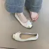 Ran Ge Jia~ Sapatilhas Baixas Estilo Francês Inspiradas em Chanel com Laço para Mulheres, Sapatos Rasos Versáteis de Bico Quadrado