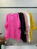 Camisa de Ramio para Mujer Primavera y Verano Nueva Artística Retro Holgada Adelgazante Combinable Abertura Lateral Camiseta de Largo Medio 613