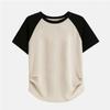 Camiseta de Manga Curta para Mulheres Verão 2025 Novo Design Estilo Coreano Nicho Visual Emagrecedor Versátil Raglan Curta Slim Top